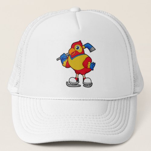 Parrot at Ice hockey with Ice hockey stick Trucker Hat