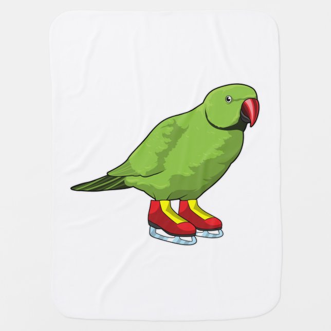Parrot at Ice skating with Ice skates Baby Blanket (Front)