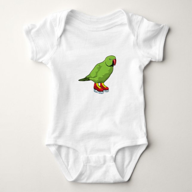 Parrot at Ice skating with Ice skates Baby Bodysuit (Front)