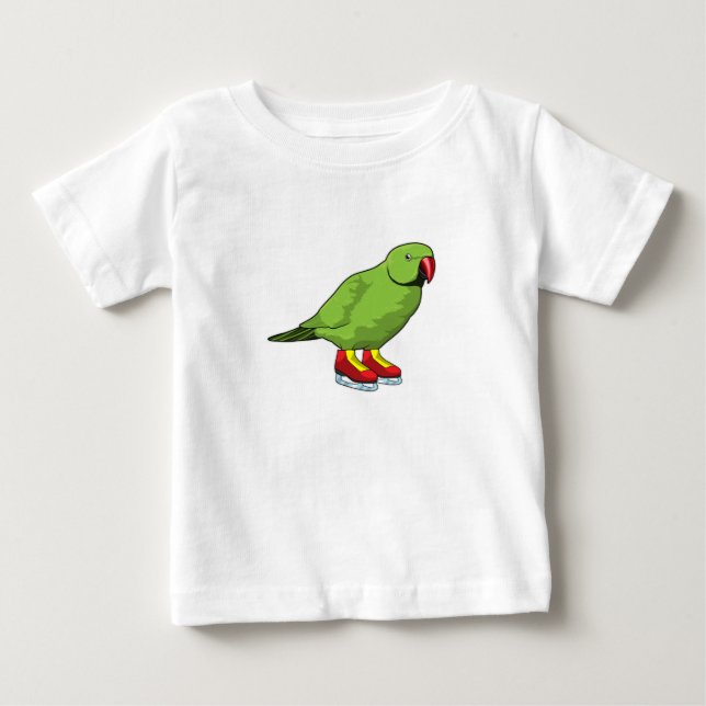 Parrot at Ice skating with Ice skates Baby T-Shirt (Front)