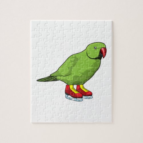 Parrot at Ice skating with Ice skates Jigsaw Puzzle