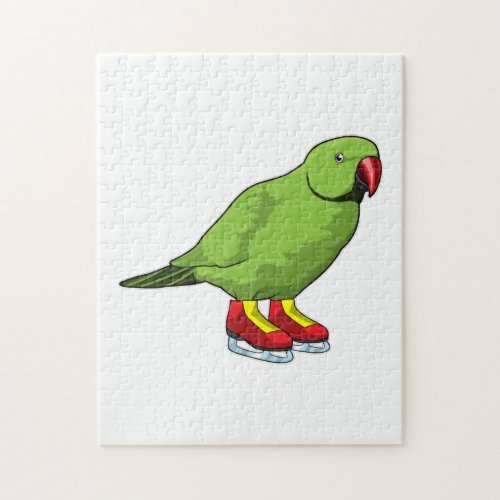 Parrot at Ice skating with Ice skates Jigsaw Puzzle