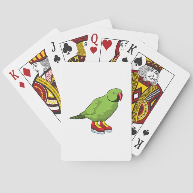 Parrot at Ice skating with Ice skates Poker Cards (Back)