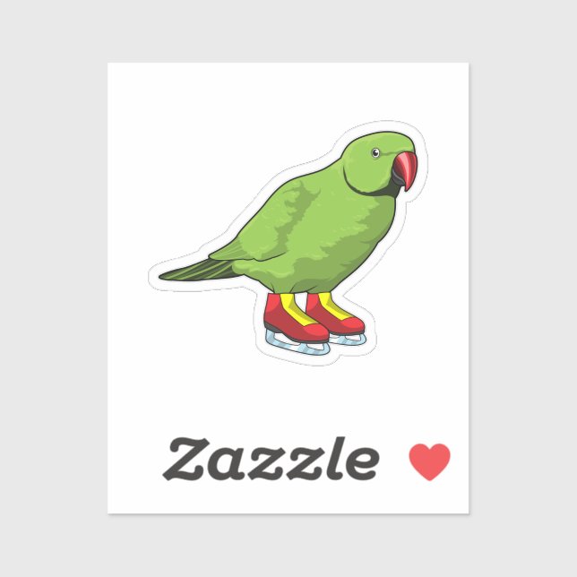 Parrot at Ice skating with Ice skates Sticker (Sheet)