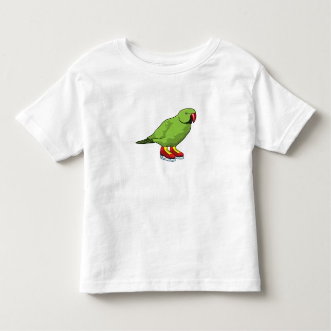 Parrot at Ice skating with Ice skates Toddler T-shirt (Front)