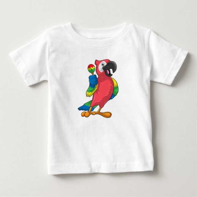 Parrot at Music with Maracas Baby T-Shirt (Front)