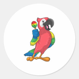 Parrot at Music with Maracas Classic Round Sticker