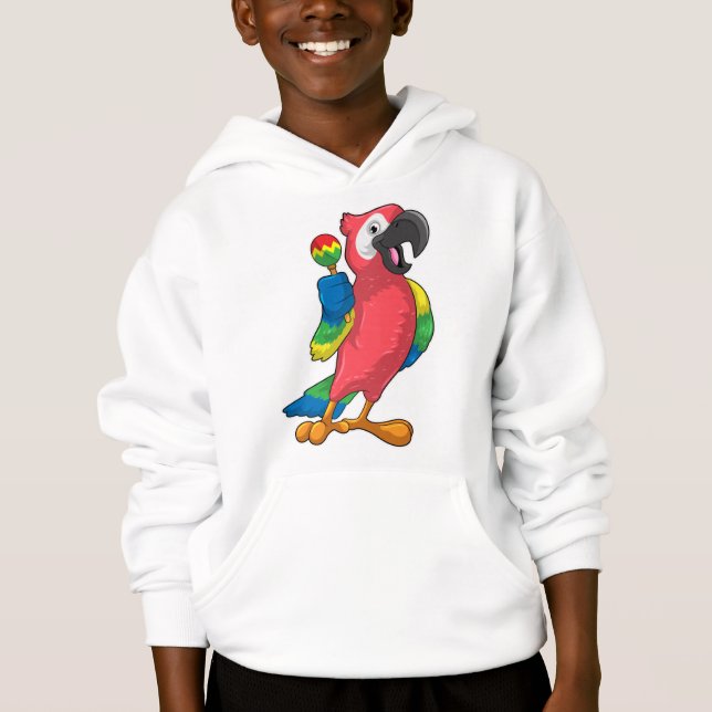 Parrot at Music with Maracas Hoodie (Front)