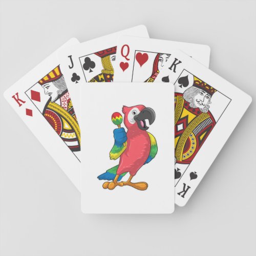 Parrot at Music with Maracas Playing Cards