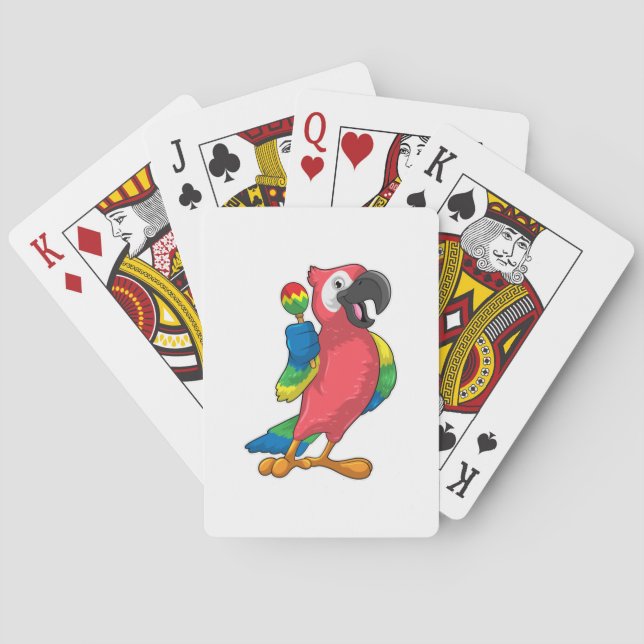 Parrot at Music with Maracas Poker Cards (Back)