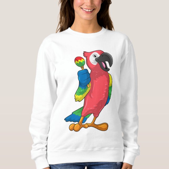 Parrot at Music with Maracas Sweatshirt (Front)