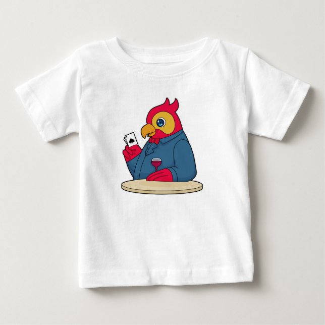 Parrot at Poker with Poker cards Baby T-Shirt (Front)