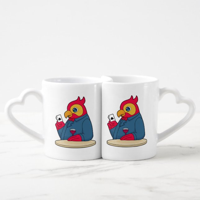 Parrot at Poker with Poker cards Coffee Mug Set (Front Nesting)