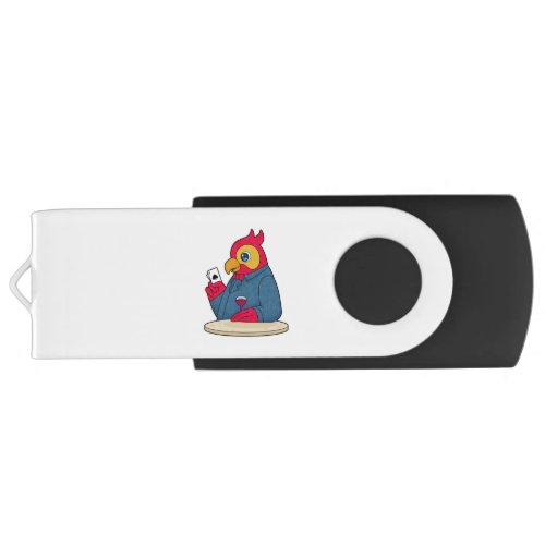 Parrot at Poker with Poker cards Flash Drive