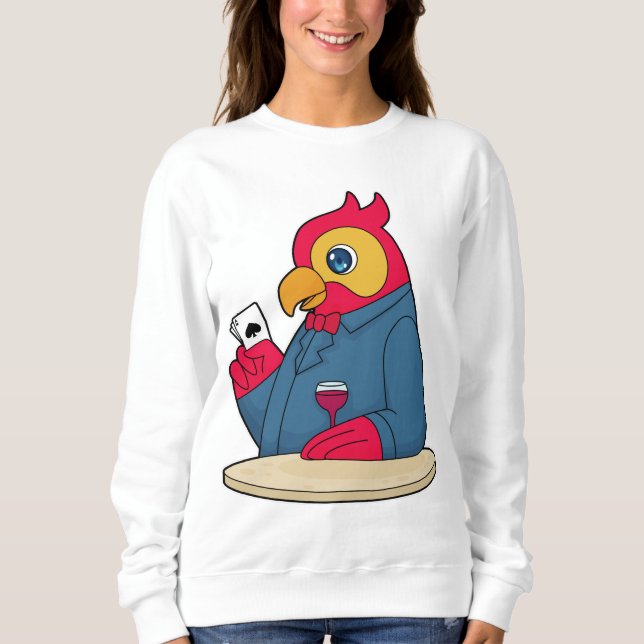 Parrot at Poker with Poker cards Sweatshirt (Front)
