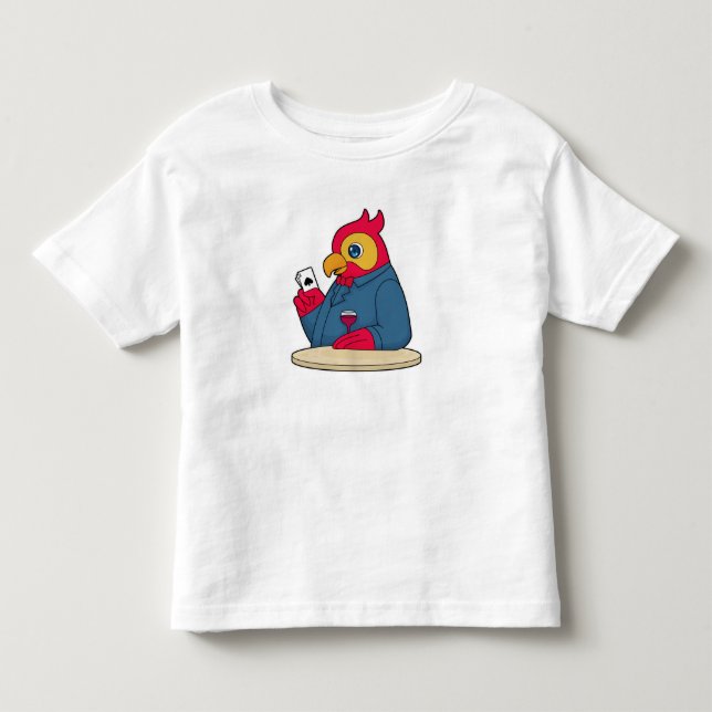 Parrot at Poker with Poker cards Toddler T-shirt (Front)