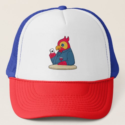 Parrot at Poker with Poker cards Trucker Hat