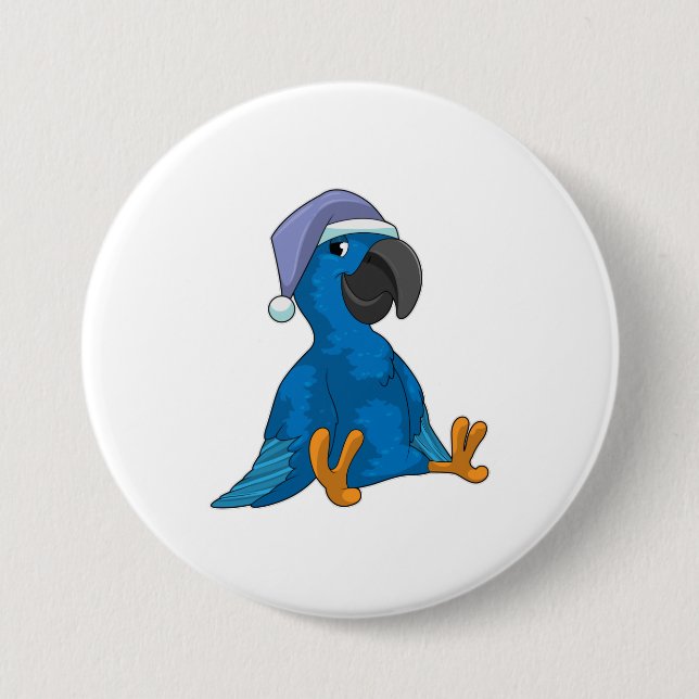 Parrot at Sleeping with Nightcap Button (Front)