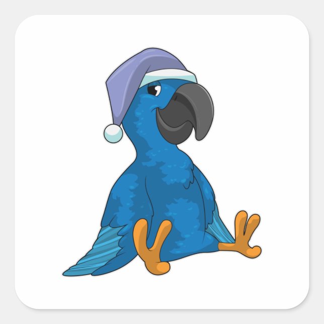 Parrot at Sleeping with Nightcap Square Sticker (Front)