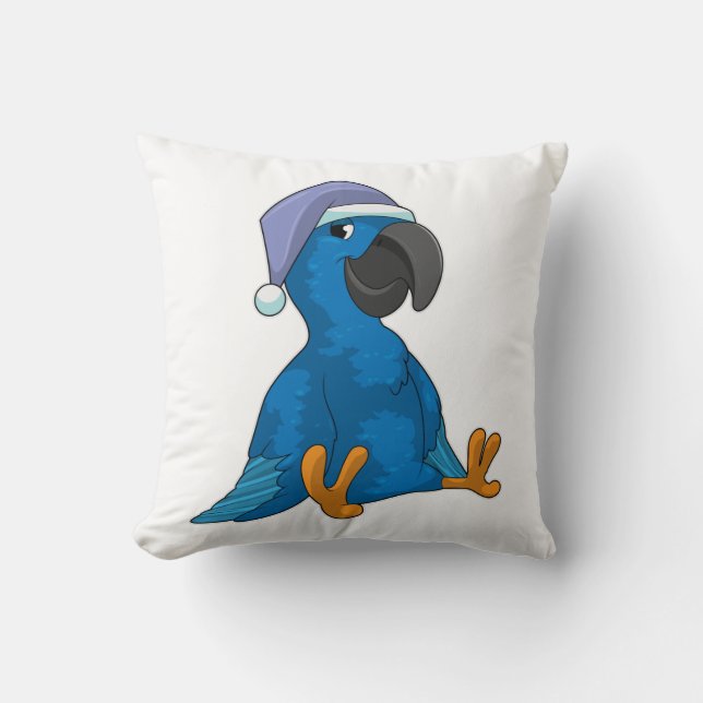 Parrot at Sleeping with Nightcap Throw Pillow (Front)