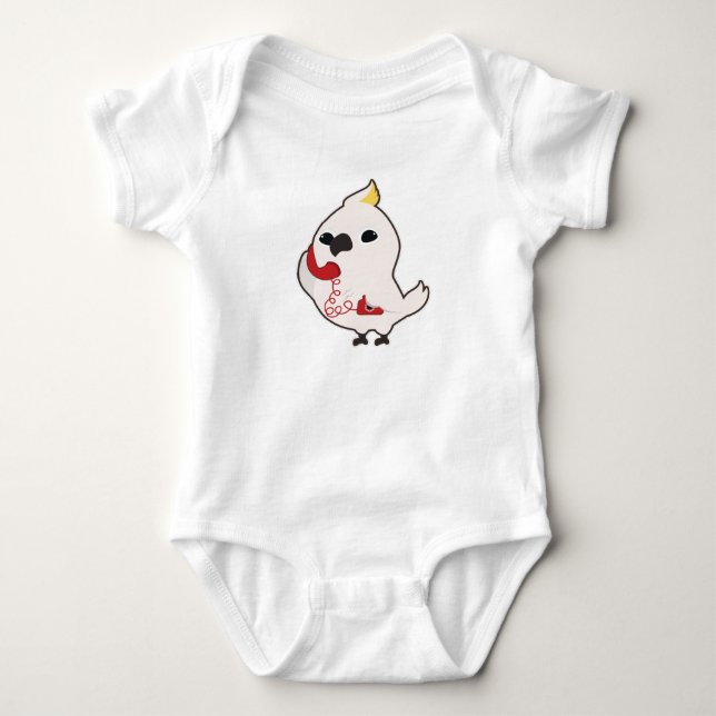 Parrot at Telephone with Telephone receiver Baby Bodysuit (Front)