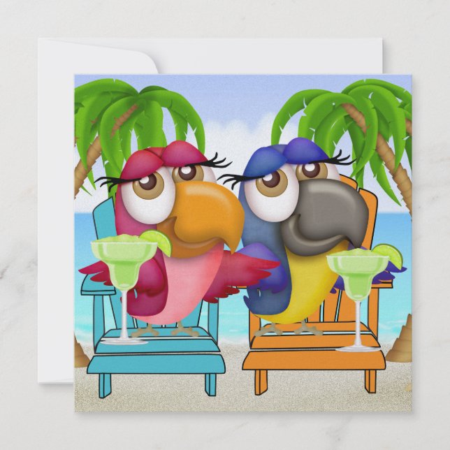 Parrot Beach Party Invitation - SRF (Front)