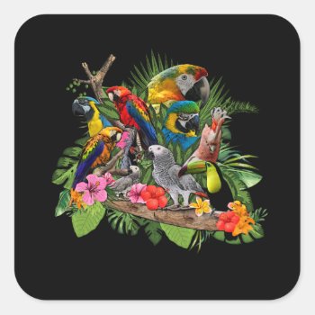 Parrot Bird African Grey Parrot Cockatiel Square Sticker by Wonderful12345 at Zazzle