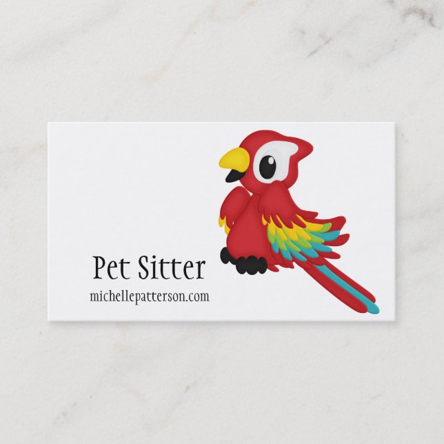 Parrot Bird Animal Pet Sitter Business Cards (Front)