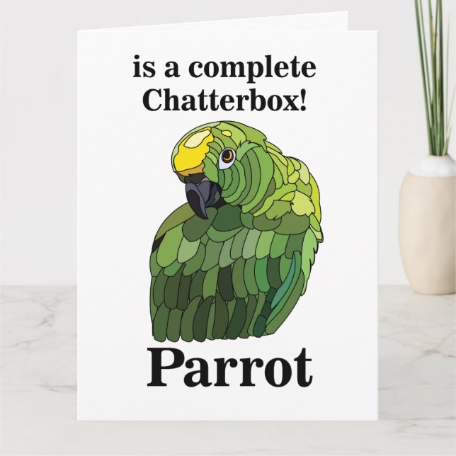 Parrot Bird Chatterbox Funny Birthday Card (Front)