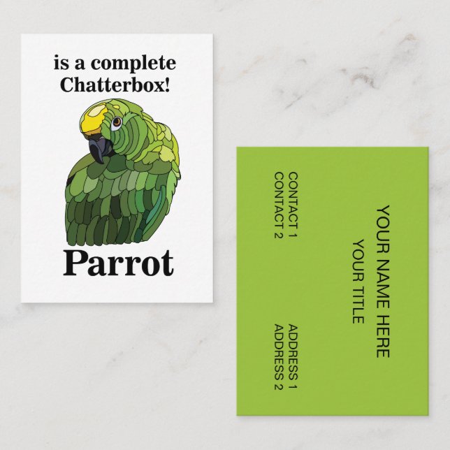 Parrot Bird Chatterbox Funny Tropical Business Card (Front/Back)