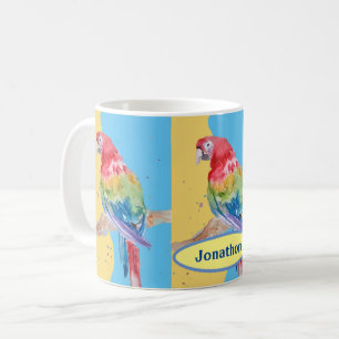 Parrot Bird Childs Boys Name Pastel Blue Mug