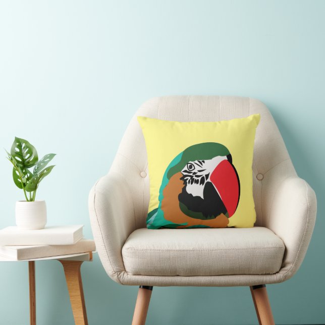 Parrot Bird Colorful Throw Pillow (Chair)