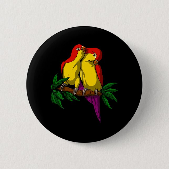 Parrot Bird Cute Couple Button (Front)