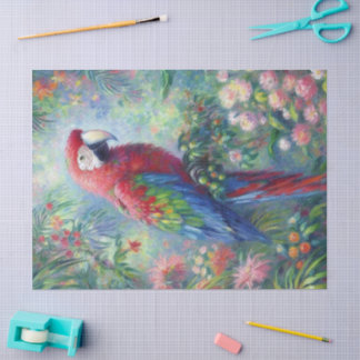 Parrot Bird Jungle Floral Impressionism Decoupage Tissue Paper