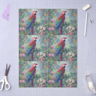 Parrot Bird Jungle Floral Impressionism Decoupage Tissue Paper
