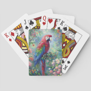 Parrot Bird Jungle Floral Impressionism Painting Poker Cards