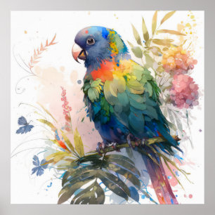Parrot Bird Portrait Animal Painting Wildlife Free Poster