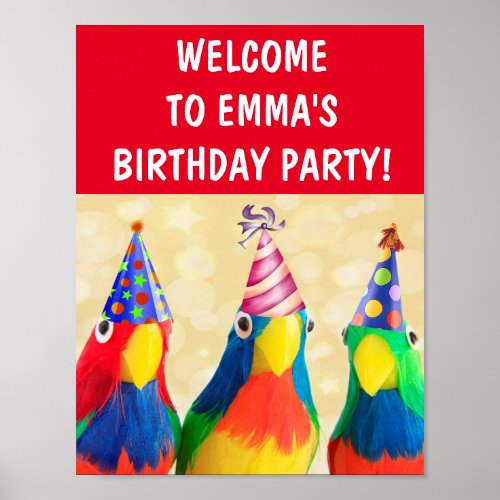 Parrot Birthday Party Custom Welcome Poster