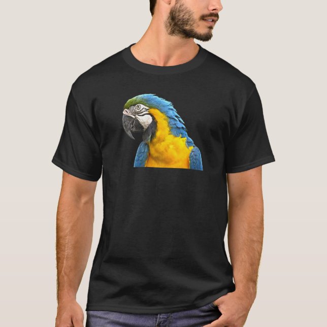 Parrot Blue And Yellow Macaw Parrot Bird T-Shirt (Front)
