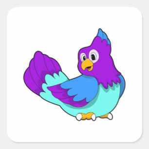 Parrot blue square sticker