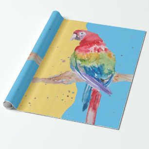 Parrot Blue Yellow Boys Watercolor Art Parrots Wrapping Paper