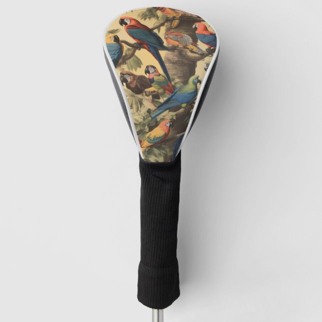Parrot Canopy Vintage Botanical Luxe Golf Head Cover (Front)