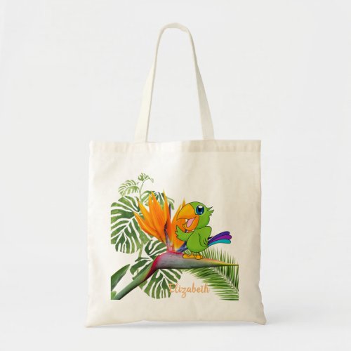 Parrot Caudata Palm Leaves _ Personalized Tote Bag