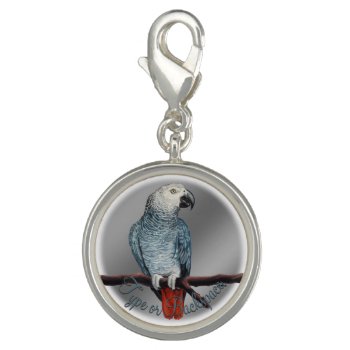 Parrot Charm Personalized African Grey Jewelry by artist_kim_hunter at Zazzle