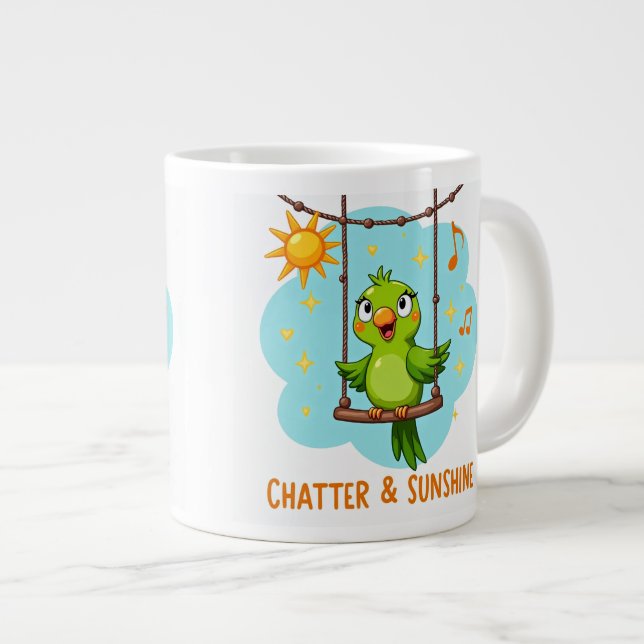 Parrot Chatter & Sunshine Laughter Giant Coffee Mug (Front Right)