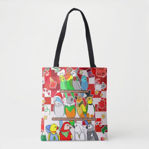 Parrot Christmas Holly Jolly Tote Bag
