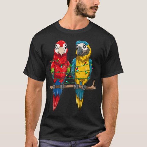 Parrot Christmas Macaw Xmas Lights Bird T_Shirt