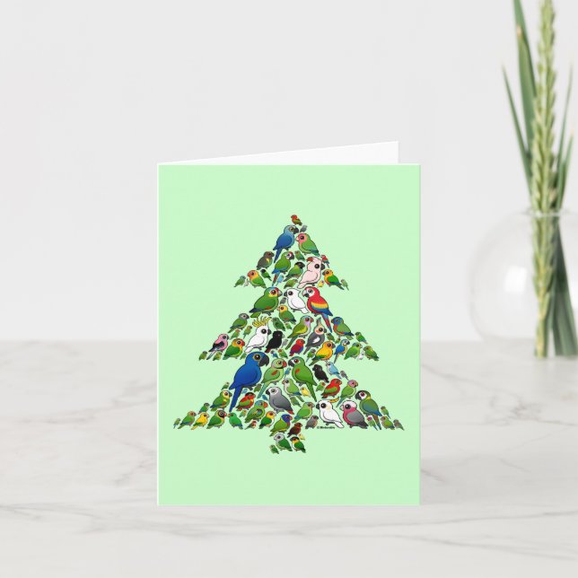 Parrot Christmas Tree Holiday Card (Front)