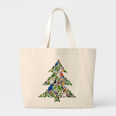 Parrot Christmas Tree Large Tote Bag