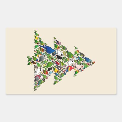 Parrot Christmas Tree Rectangular Sticker